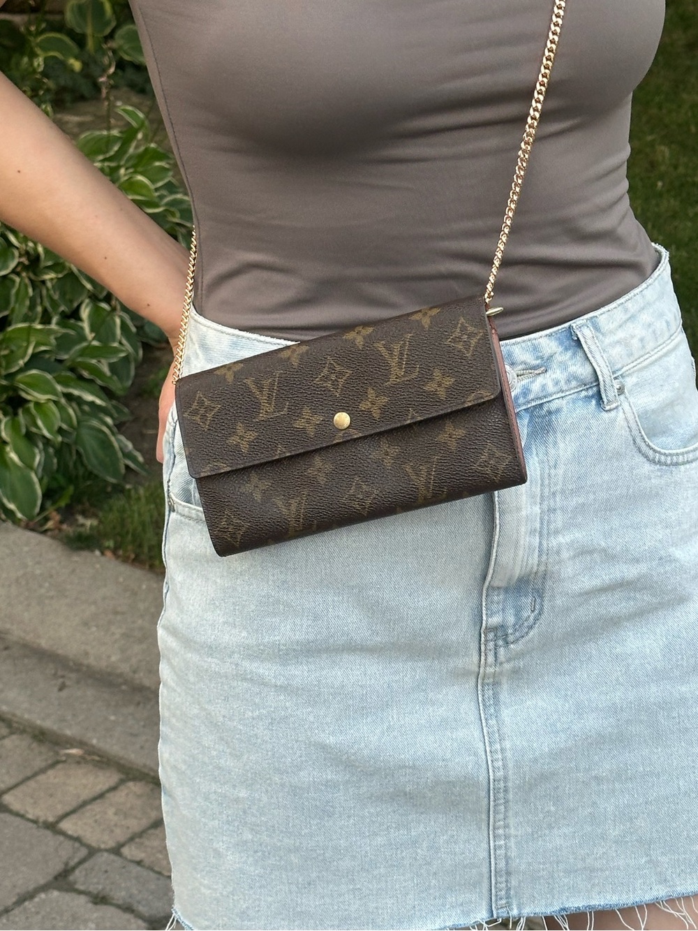 Louis Vuitton Monogram Snap Long Wallet w/ Chain